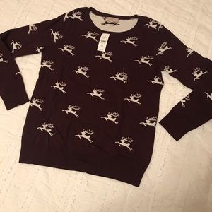 Maroon reindeer sweater NWT